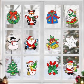12 Pcs 3D Christmas Window Clings Decals Ornaments Window Stickers for Christmas Decorations Windows Decorations Xmas Party Supplies Thanksgiving