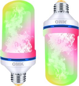 LED Flame Effect Fire Light Bulbs (2 Pack), Flame Decor 4 Modes Flickering Fire Simulated Lamps