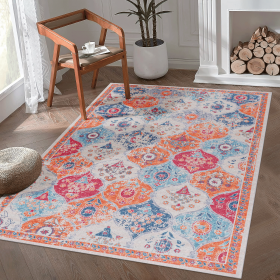 LOOM & LUXE Area Rug 5x8, Washable Rug, Low-Pile, Non-Slip, Non-Shedding, Foldable, Kid & Pet Friendly - Area Rugs for living room, bedroom, kitc