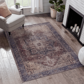 LOOM & LUXE 5x8 Area Rugs for Living Room, Washable Rug, Low-Pile, Non-Slip, Non-Shedding, Foldable, Kid & Pet Friendly - Area Rugs for living ro