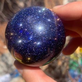 Stunning Blue Golden Sandstone Crystal Ball - Polished Meditation Sphere for Home Decor, Garden Decoration, Perfect Gift for Christmas (size: 7-8cm)